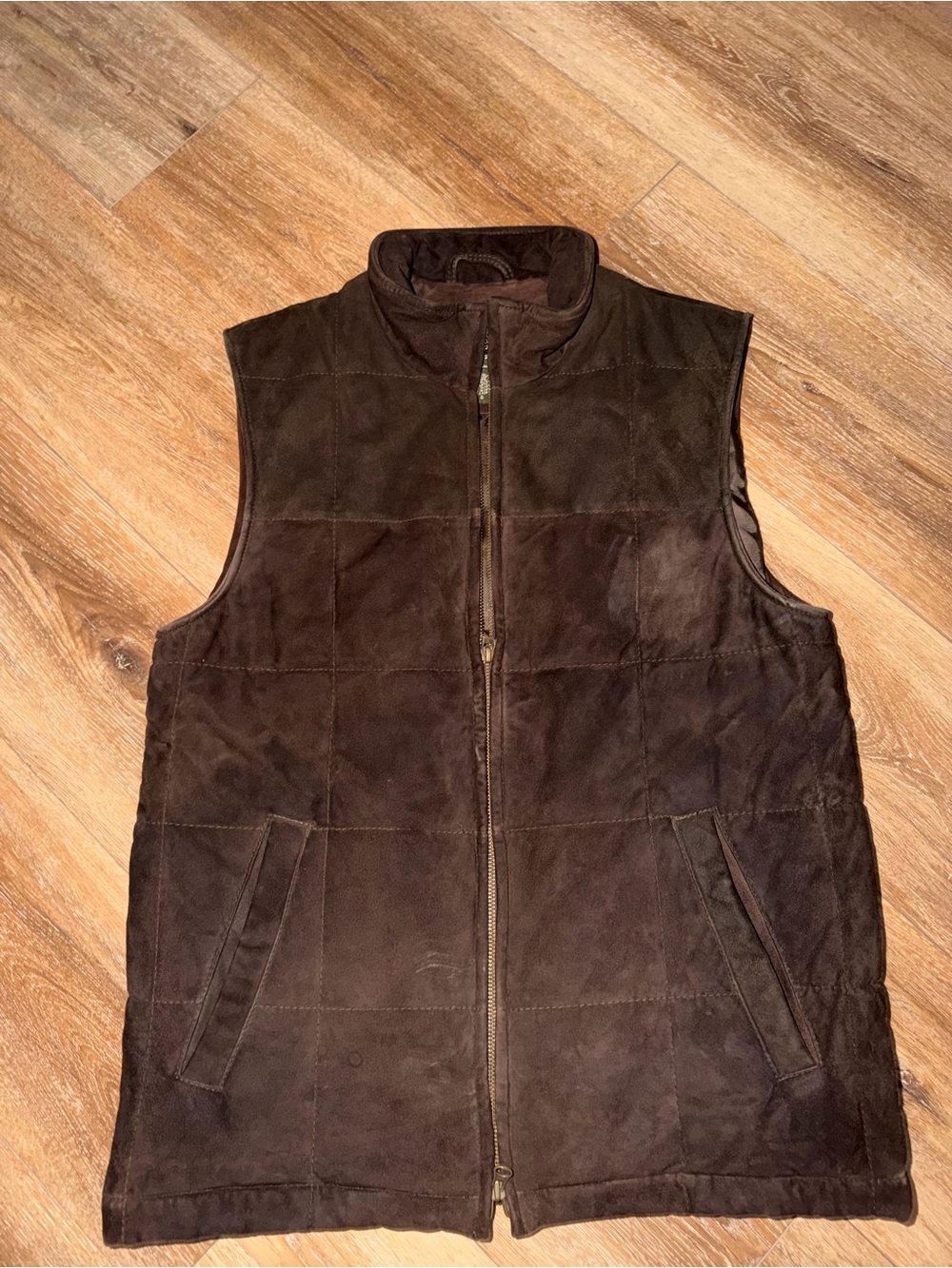 Eddie Bauer Dark Brown Quilted Suede Vest
